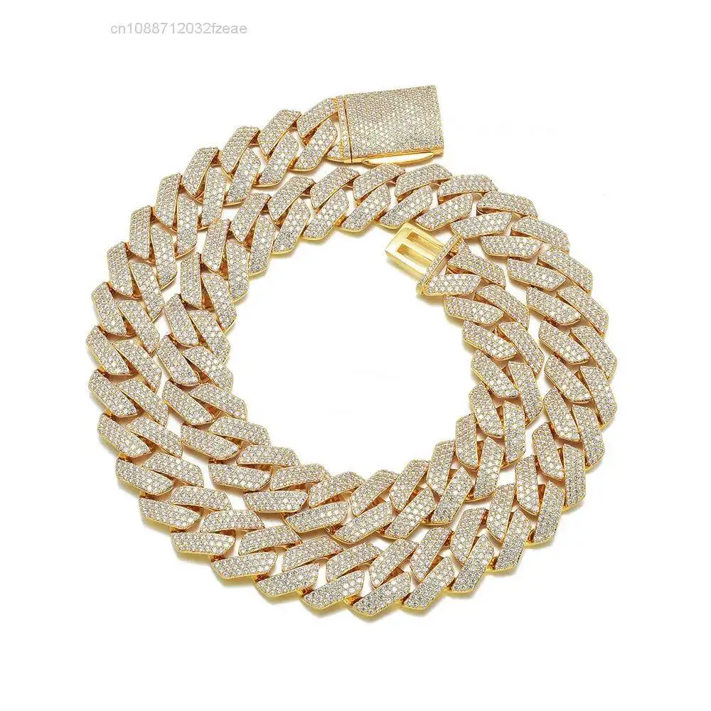 

Wholesale Men's 925 Silver Cuban Link Chain Necklace VVS Diamond Hip Hop Style 6MM-14MM Moissanite Sizes Vary