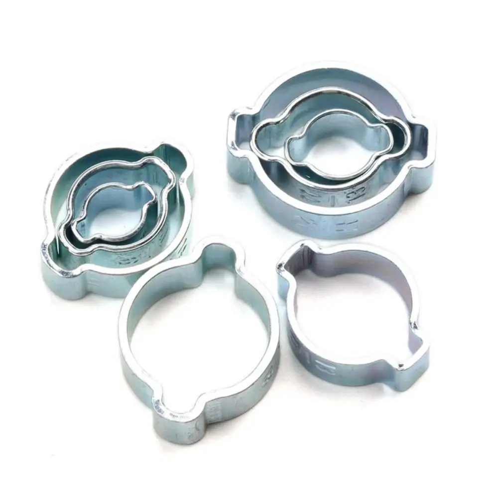 10Pcs Durable Double Ears Hose Clamp Worm Drive Fixed Pipe Clip Assortment Kit Zinc Plated Pipe Hoop Fuel Tube Water Pipe