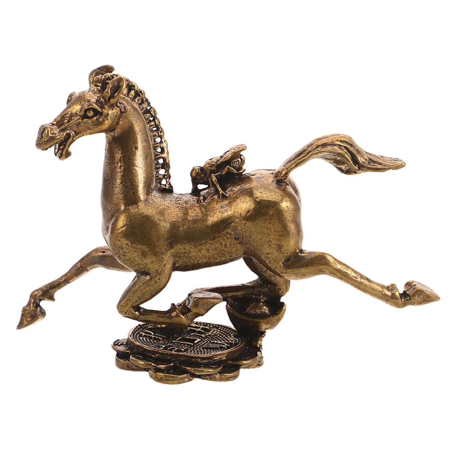 

New Year Brass Horse Sculpture 2026 Zodiac Running Horse Statue Office Desktop Table Decor Spring Festival Good Luck Gift