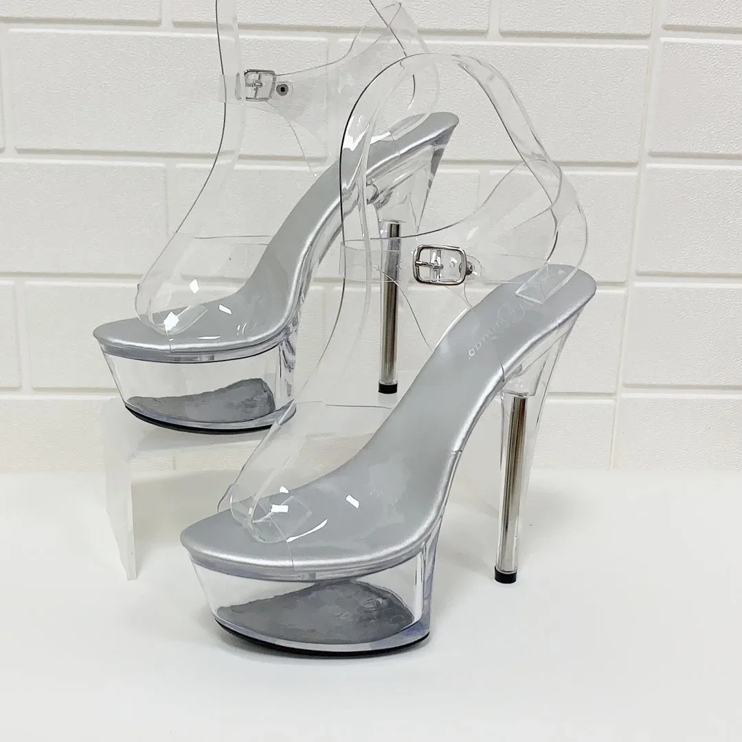 Sexy High Heeled 15 CM Women Sandals 2024 Women Fashion Clear Heels Open Toe Thin Bottom comfort Transparent Party Shoe