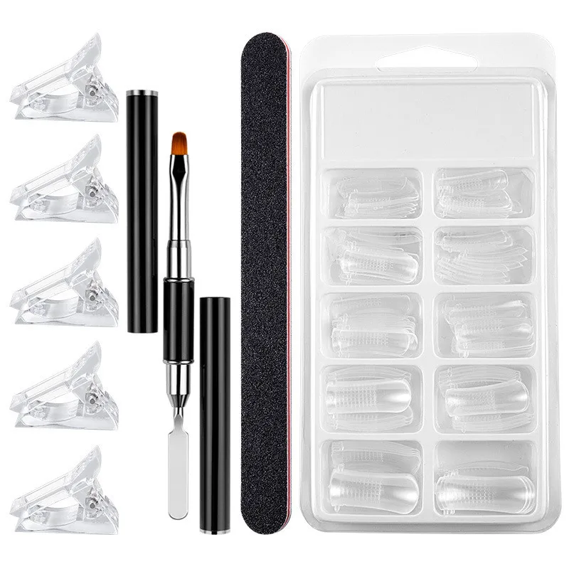 

Nail Extension Clips Mold Quick Building Full Cover Nail French Tips Acrylic Manicure Dual-Ended Spatula Tool UV Gel Mold Set