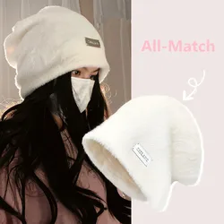 Winter Fluffy Warm Pile Hat Womens Rabbit Fur Cap Plush Hats Female Outdoor Coldproof Thicken Caps Sweet Cool Fashion Premium