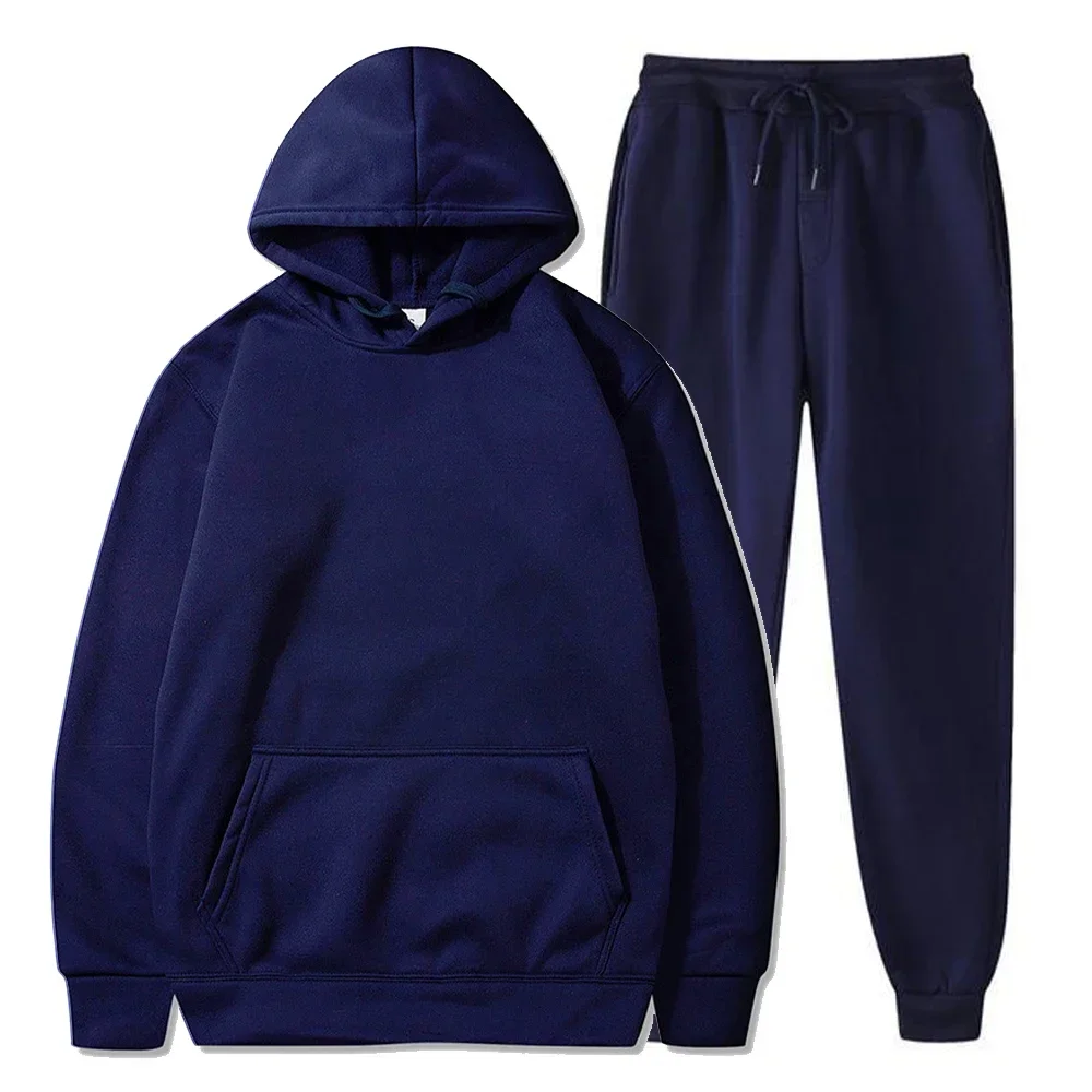 Basic Fleece Hoodies und Trainings hose Set Männer Jogger Set Großhandel Trainings anzug Sportswear Trainings anzüge Unisex Ensemble Jogging Homme