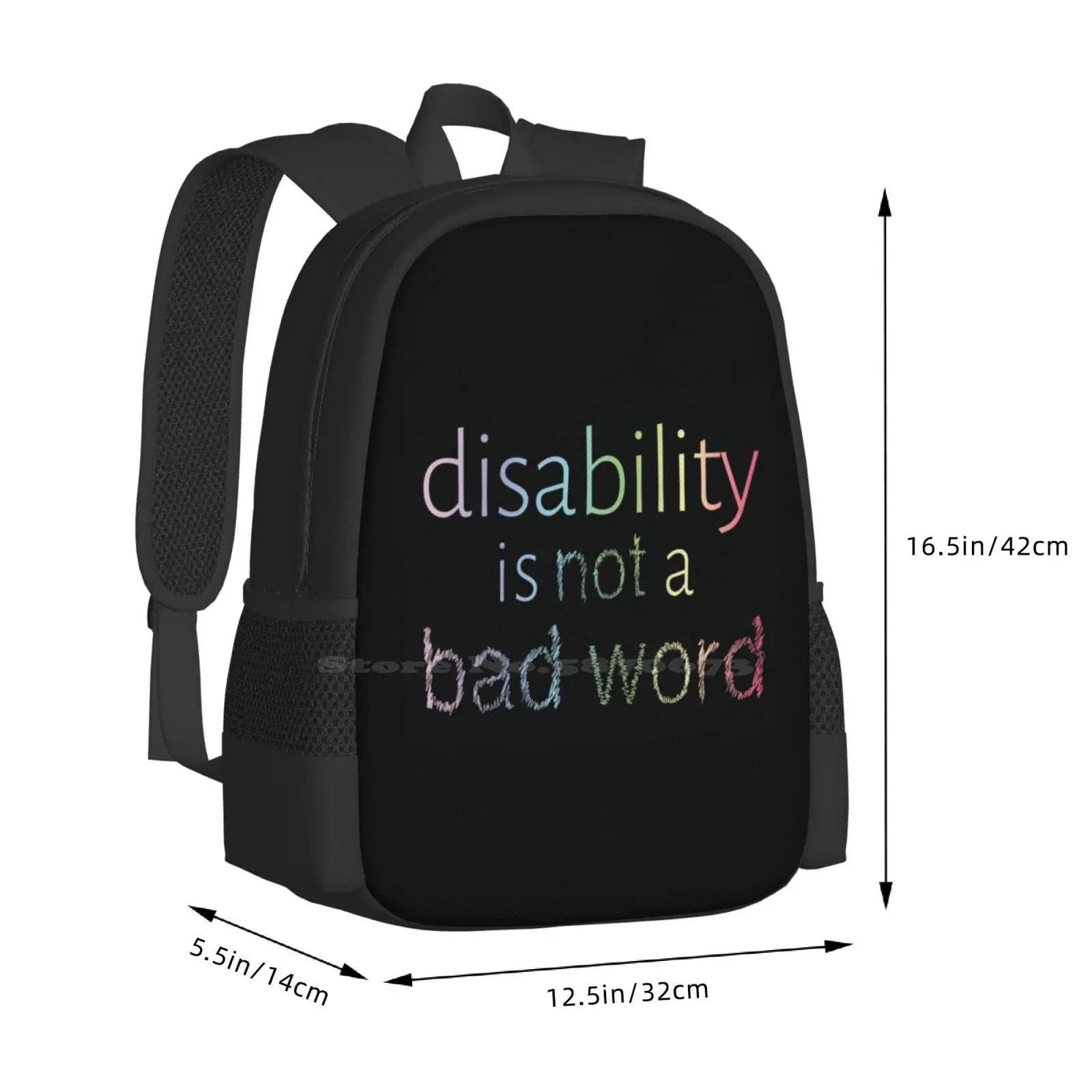 Behinderung ist kein schlechtes Wort-Pastell Regenbogen Neuankömmlinge Unisex Taschen Studenten tasche Rucksack Autismus Neuro divers ität behindert