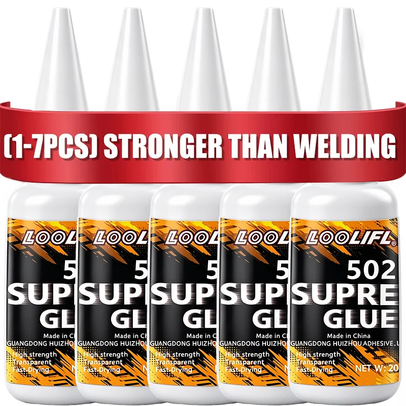 Loolifl502 Starker Klebstoff 20g Cyanacrylat-Sekundenkleber Transparent Schnelltrocknend Leistungsstarke Verbindung Mehrzweck-Universalreparatur für Kunststoff, Holz, Gold, Keramik, Gummi, Leder,