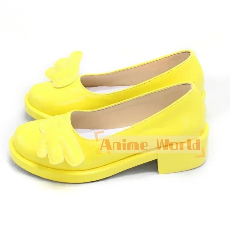 Yellow White Sakura Cosplay Shoes Anime Card Captor Sakura Cosplay Props PU Leather Shoes Halloween Carnival Boots Custom Made
