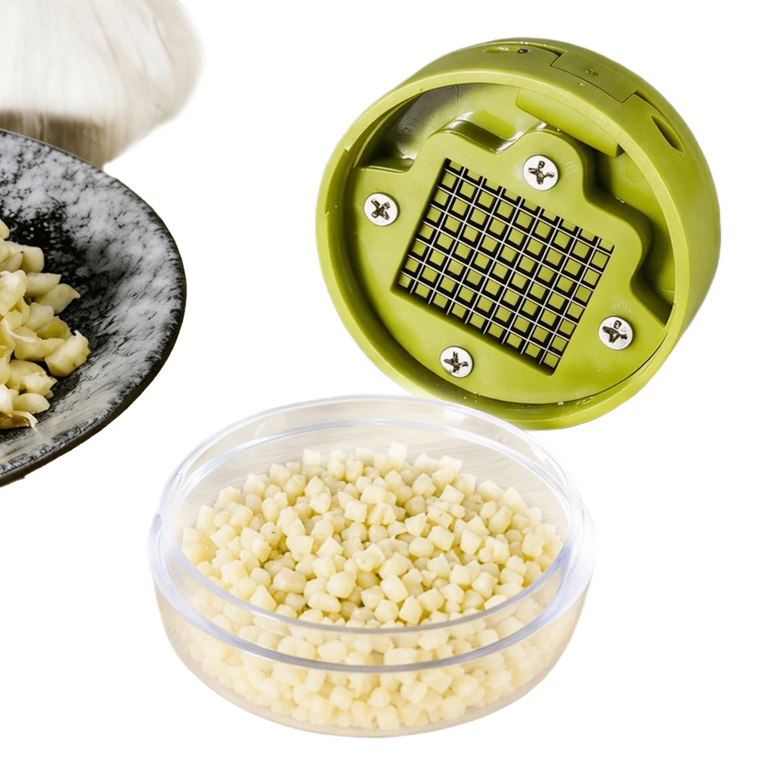 Garlic Press and Chopper Stainless Steel Blade Garlic Crusher and Mincer Garlic Press & Mincer for Kitchen Cooking & Food Prep