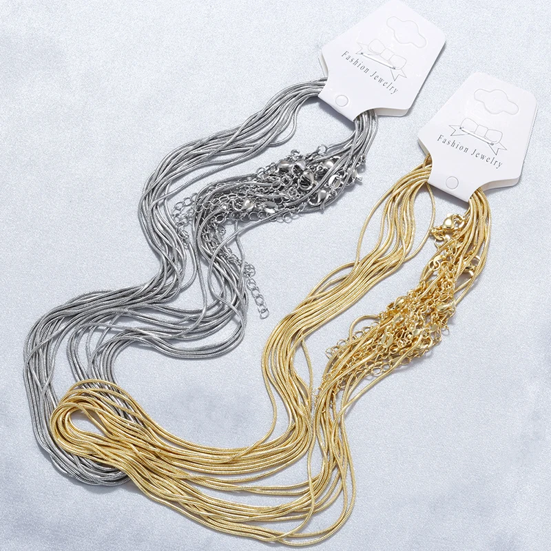 ZHUKOU 550MM/1.2mm Snake Replacement Chain Strap Metal Chain Clasp Jewellery Making Accessories Necklace 10 Pcs Wholesale:VL31
