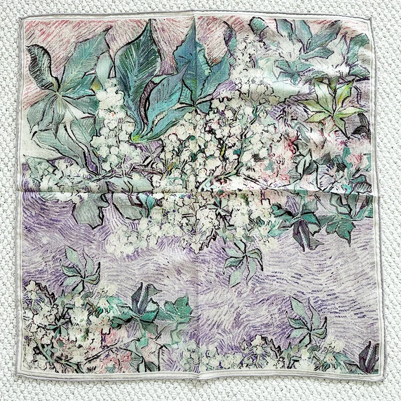 Wool Silk Blend Scarf 65CM Women Rolled Edges Shawls Luxury Designers Scarves Bandana Hair Neck Bag Accessories 65cm