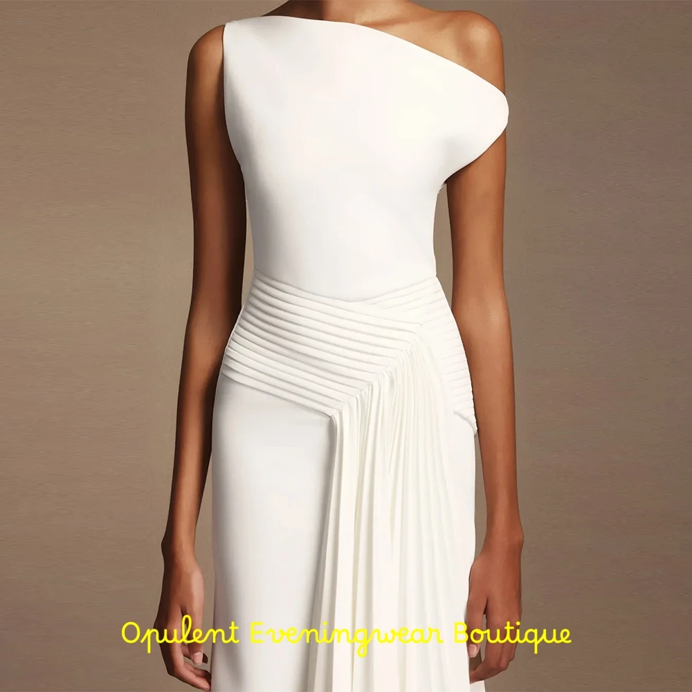 Modern White Jersey Evening Dress Off the Shoulder Bridal Party Temperament Zipper Back Customized Bespoke Occasion Gowns image 5