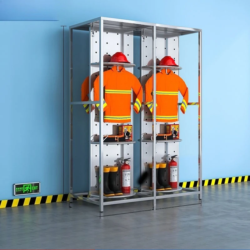 

Stainless steel hanger fire display cabinet clothing rack battle hanger display rack cabinet double-sided