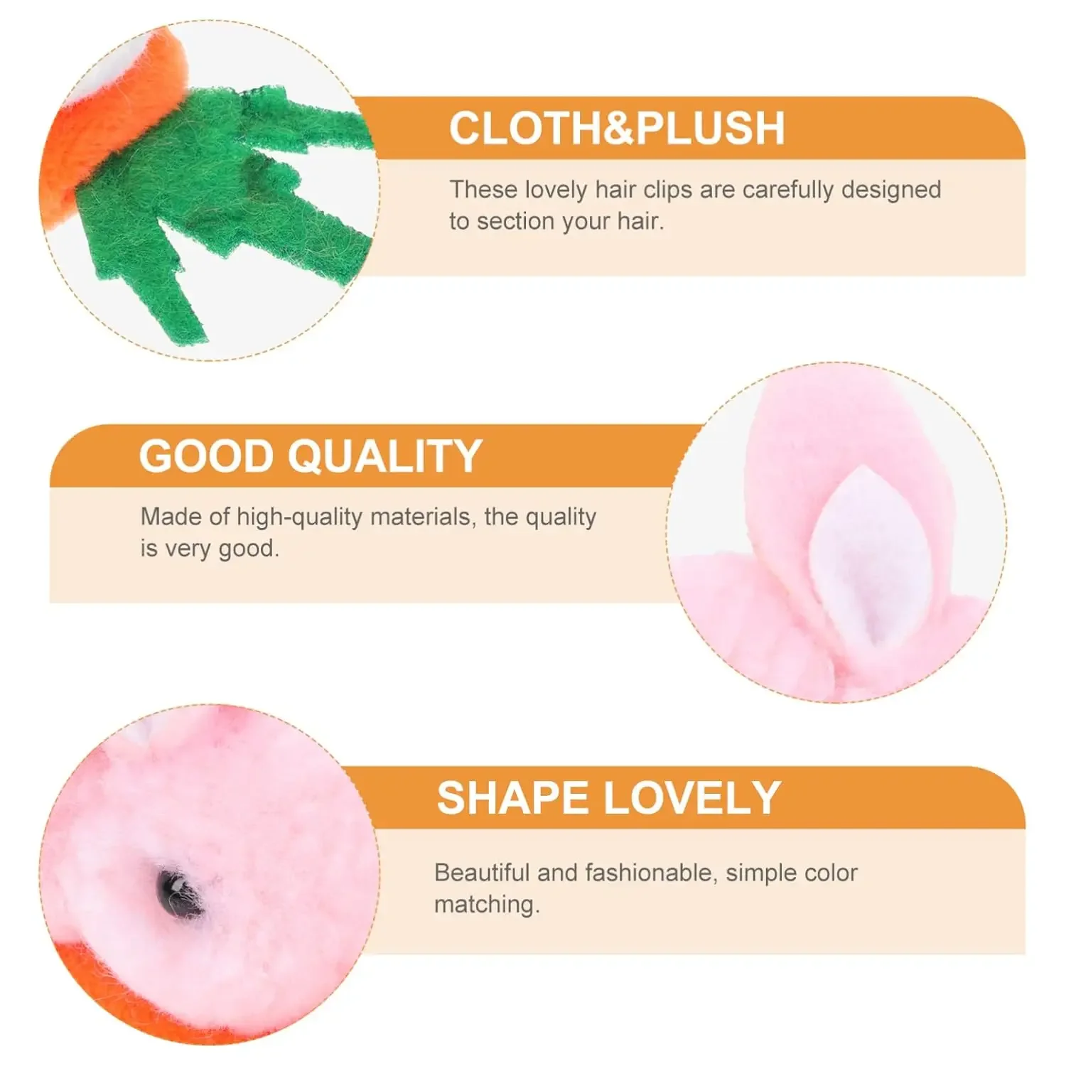 1-20PCS Easter Hair Clips Bunny Carrot Hair Accessories Rabbit Ear Headbands Party Supplies Easter Gifts Holiday Decorations