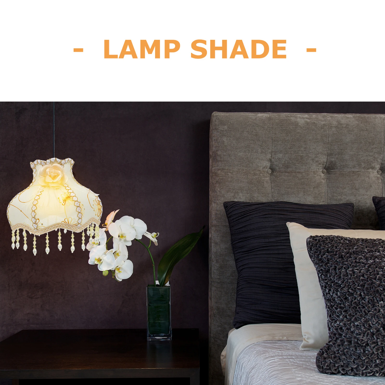 

Vintage Lampshade E27 European Style Retro Fabric Shade Princess Dust Protection Bedroom Living Room Table Floor
