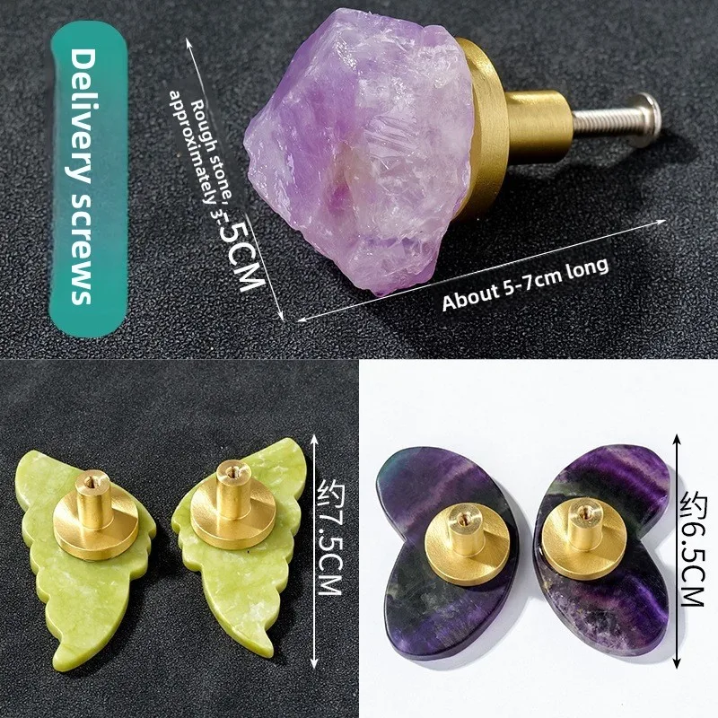 1PC Crystal Furniture Handle Drawer Knob Natural Rough Stone Handles For Kitchen Cabinet Door Cupboard Wardrobe Pulls Diy
