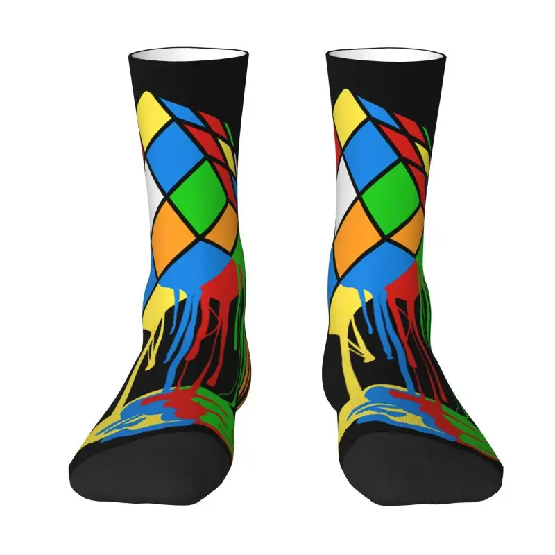 

Melted Cube Rubiks Dress Socks for Men Women Warm Fashion Novelty Geometric Math Magic Crew Socks
