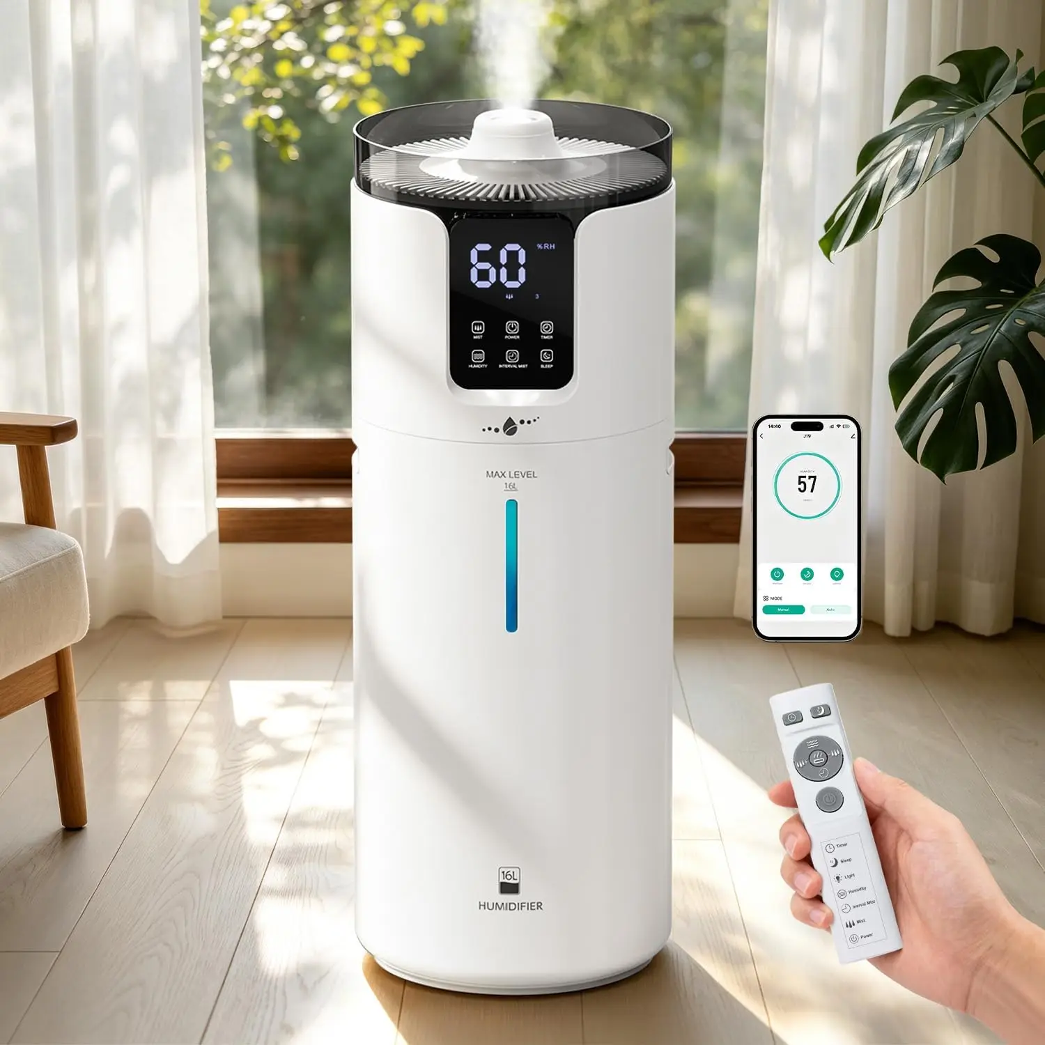 

Whole House Smart Humidifiers Large Room 16l Ultrasonic Cool Mist For Home Plants Office 1500 Sq Ft App Voice Remote Control Tub