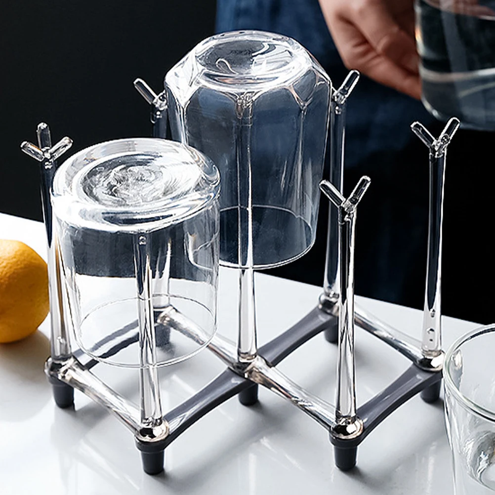 

Cup Holder Storage Rack for Kitchen Shelf Foldable Upside down Pp Glass Drain Organizer Ventilated