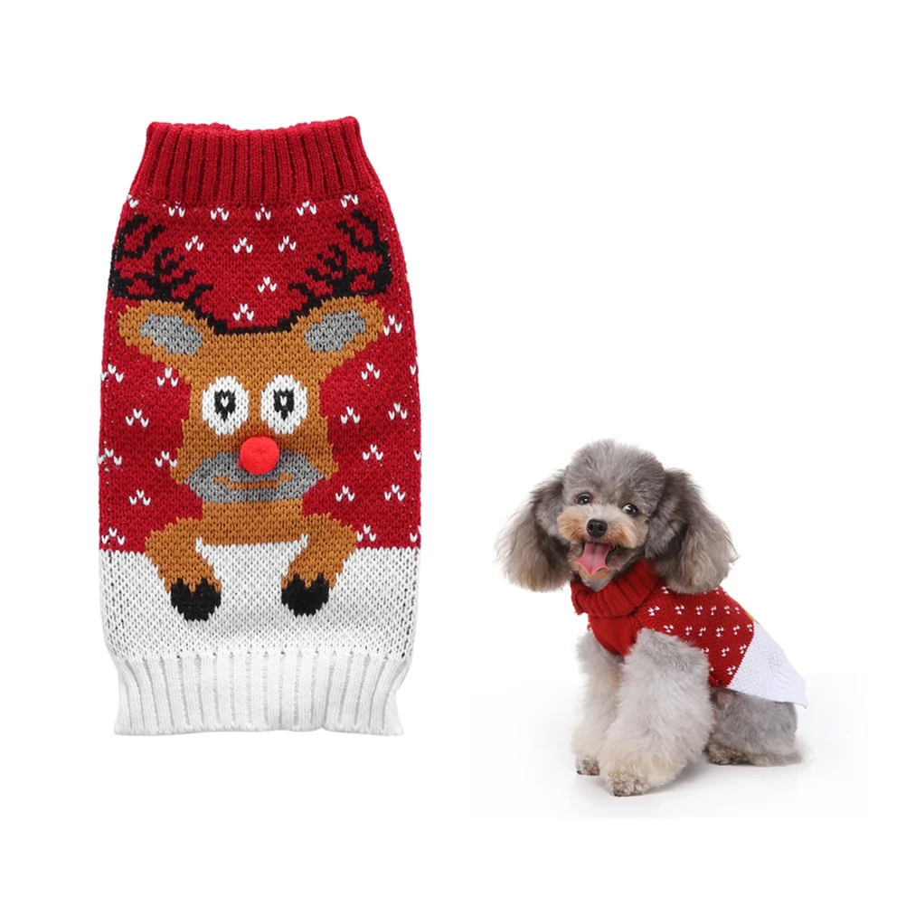 

Deer Sweater Dog Party Costume White Easy Put On Outdoor Walking Jogging Christmas Design Pet Party Clothes Dog