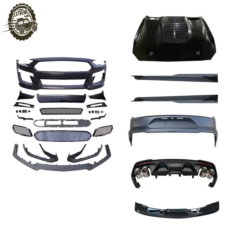 

Body Kit for Mustang 2018-2020y Upgrade to GT500 Facelift Car Bumpers Hood Side Skirts Rear Wing Car Accessories