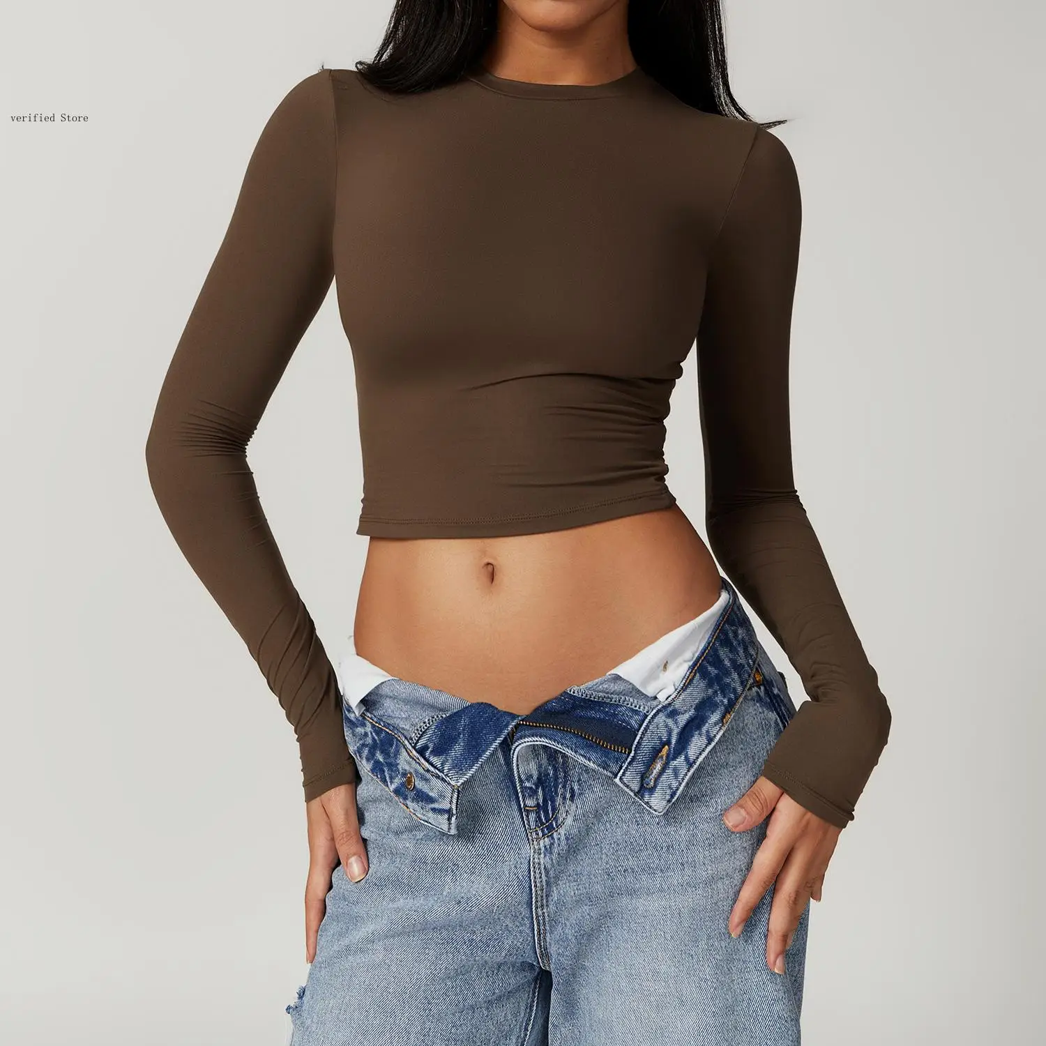 Spring and Autumn Tight Exercise Speed Drying Yoga Pilates Running Fitness Long Sleeve Tops T-Shirt Woman