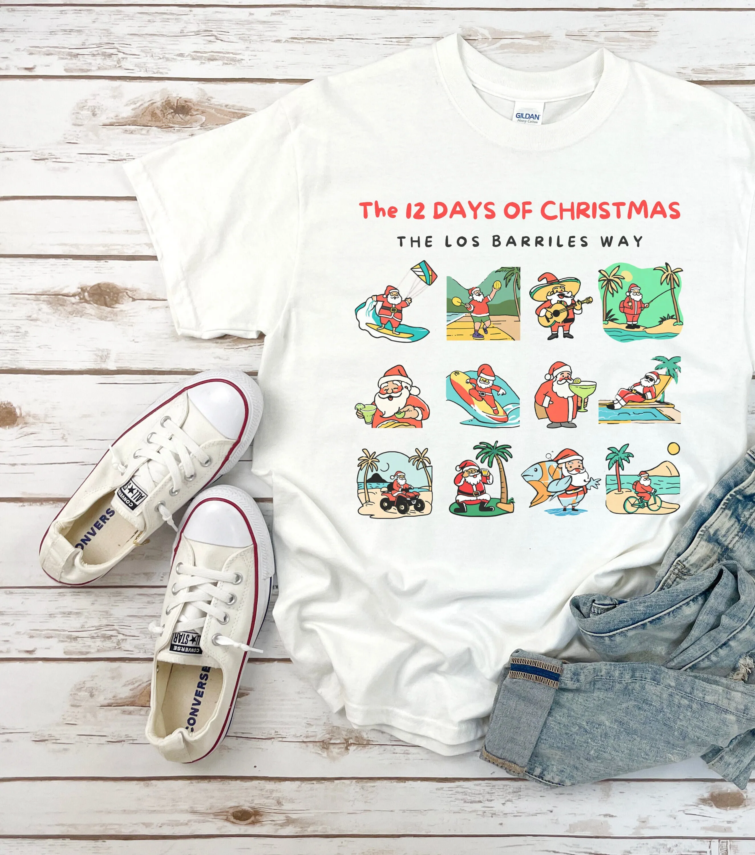 Funny 'Los Barriles Christmas' T Shirt For Family Time Beach Vacation Cotton Gift