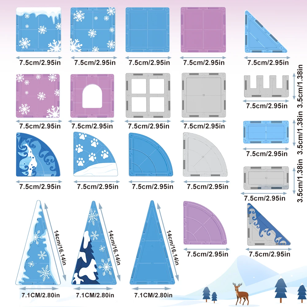 Set di costruzioni di castelli di ghiaccio con blocchi magnetici, giocattoli sensoriali STEM per bambini Montessori, regalo di compleanno di Natale, gioco educativo impilabile
