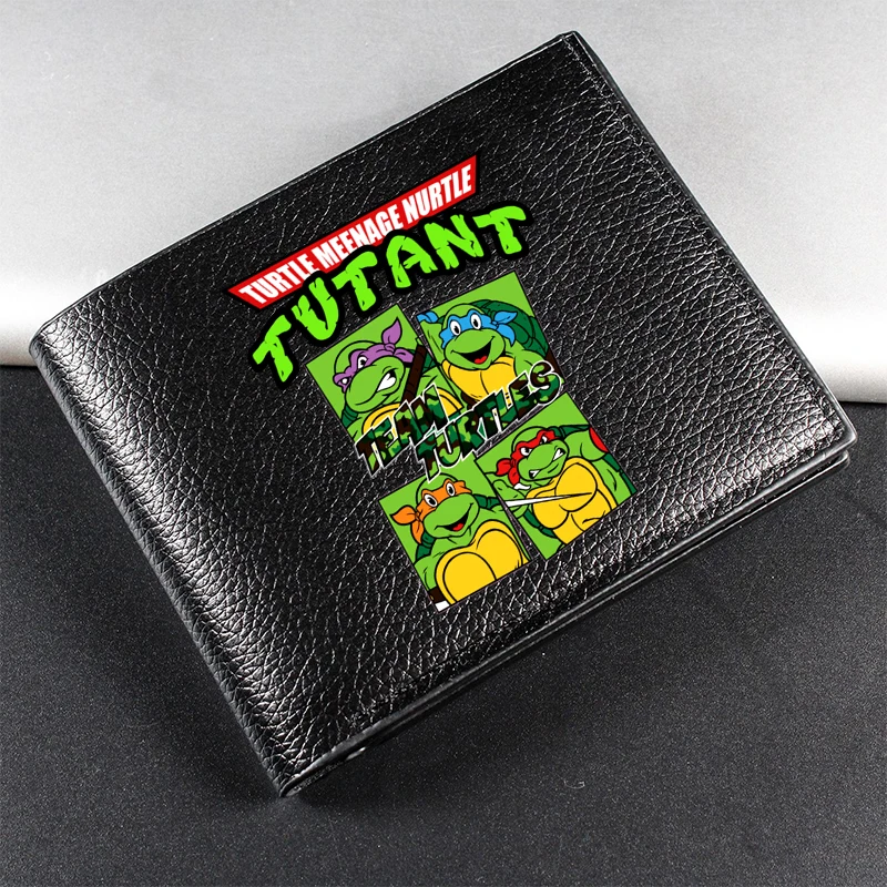 Carteira Curta de PU Teenage Mutant Ninja Turtles, Bolsa Anime Masculina, Porta-Moedas, Cartões de Crédito e Identidade, Dobrável, para Armazenamento, Carteira de Negócios