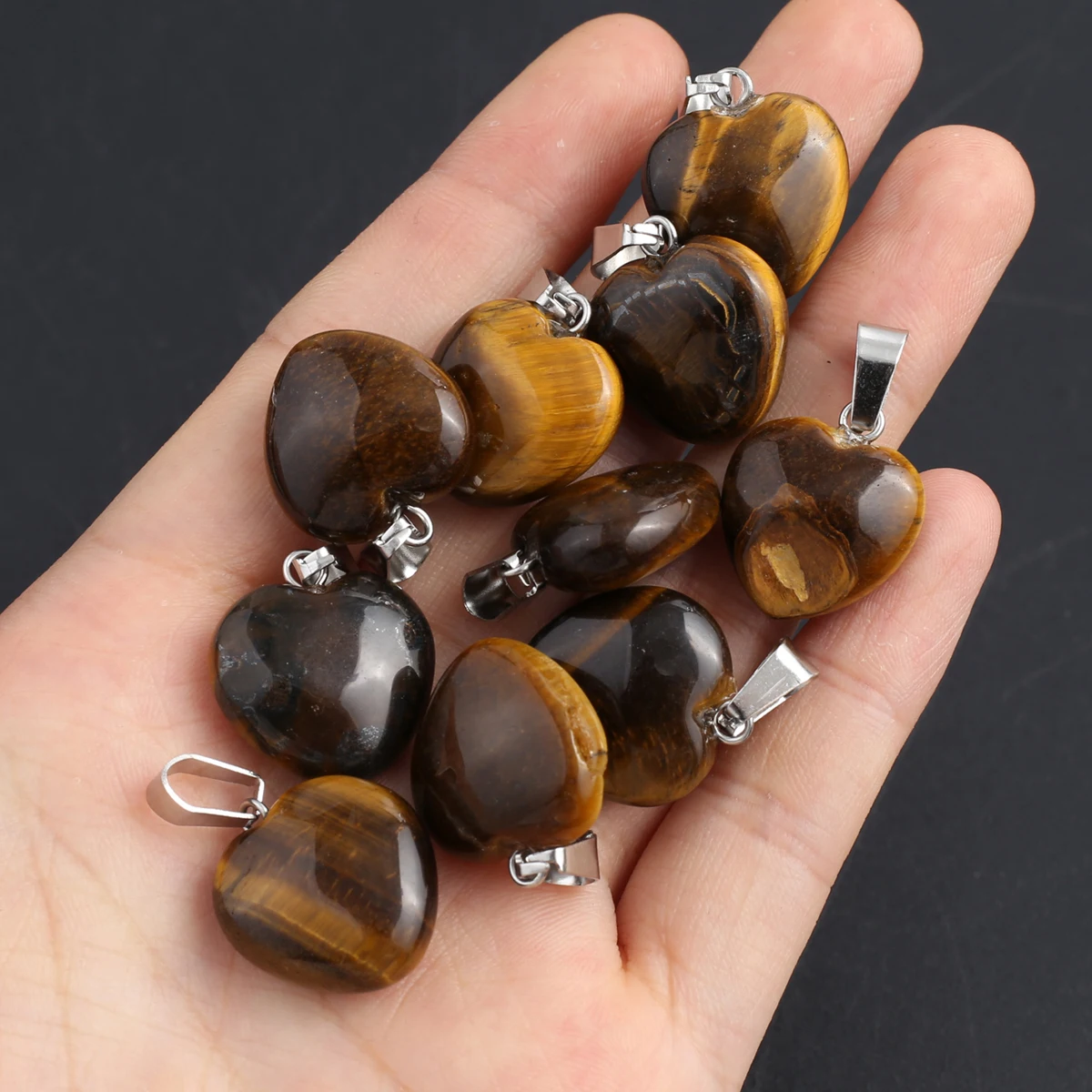 3Pcs Small Pendant Natural Stone Heart-Shaped Tiger Eye Pendat For Jewelry Making DIY Necklace Bracelet Earrings Accessory