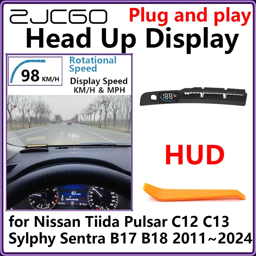 HUD Head Up Display Car Projector Plug and Play Display Rotational Speed for Nissan Tiida Pulsar C12 C13 Sylphy Sentra B17 B18