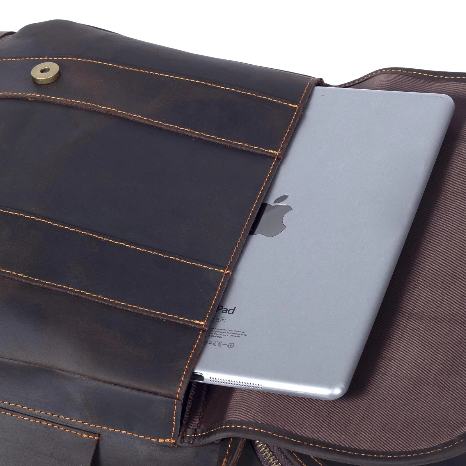 Vintage Echtleder Herrenrucksack Große Kapazität Top-Grain Leder Laptop-Umhängetasche Crazy Horse Tasche Mode für Männer – Detail 19