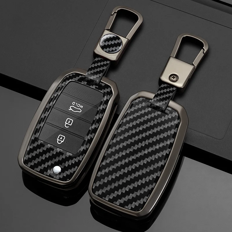Capa de chave de carro de metal com 3 4 botões para KIA RIO 3 K2 K3 K4 K5 Sportege Picanto Optima Soul Ceed Sorento Forte Stinger Cerato