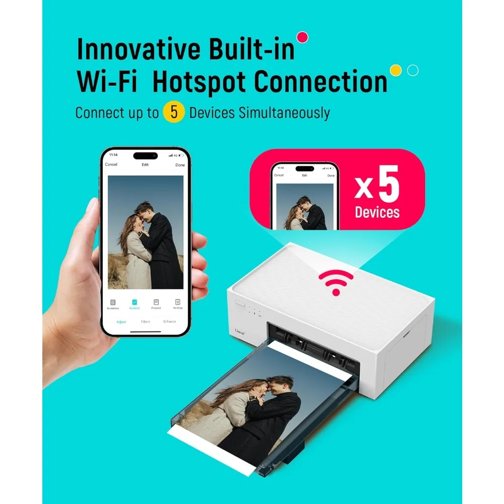 M100 4x6'' Photo Printer, Phone Printer 100 Sheets & 3 Cartridges, Full-Color Photo, Portable Instant Photo Printer