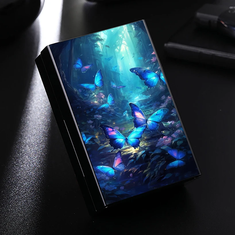 Butterfly Glamorous Aluminum Men\'s Cigarette Case with Exquisite Animal Design - Perfect Gift for Slim Cigarettes, Street Style