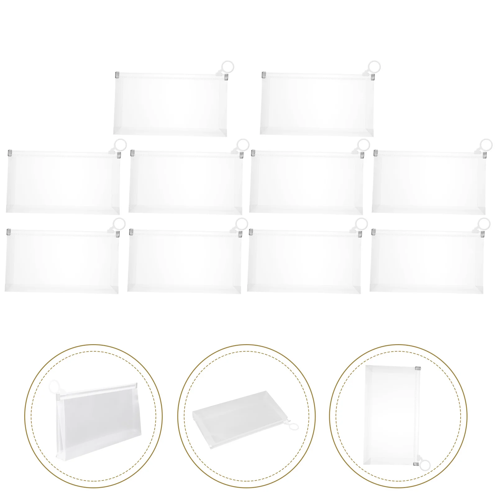 10Pcs File Bag Pencil Case Compact Design Long-Lasting Stationery Organizer Large Capacity Pen Storage Bag