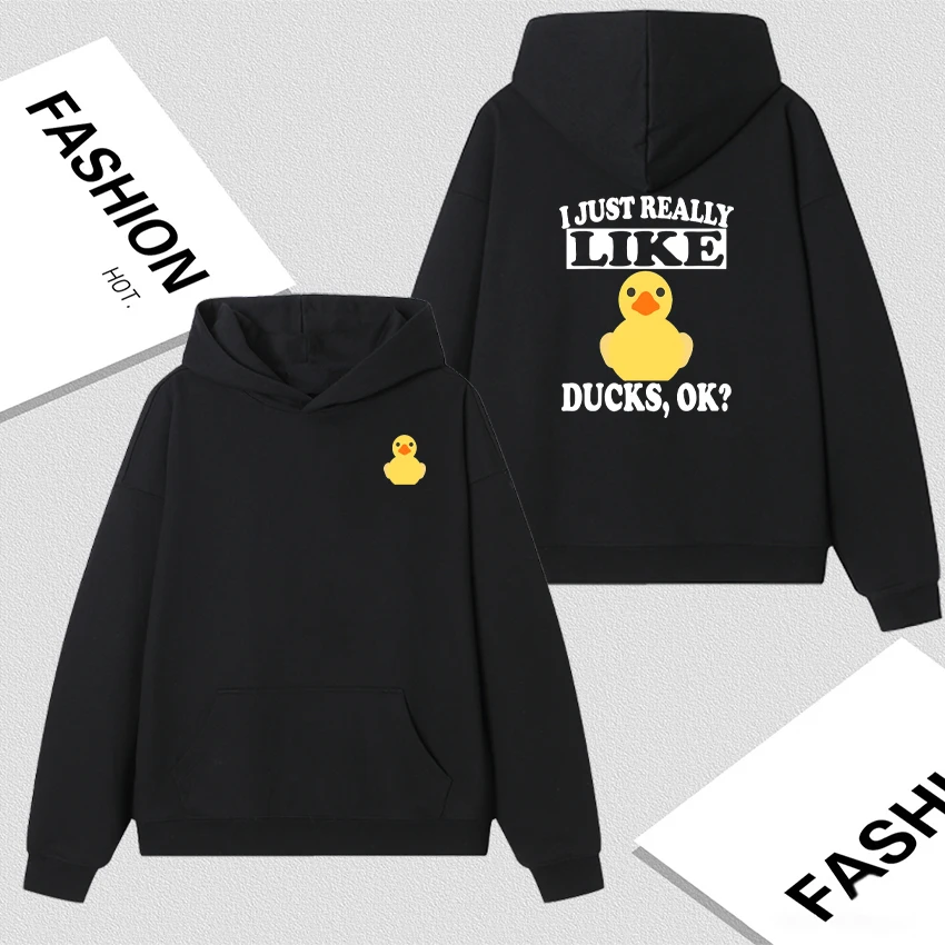 

Cute duck Pattern Men Women Fleece Autumn Winter Sweatshirt Double Sided Print Long sleeve Fleece Casual Hoodie Unisex Pullover