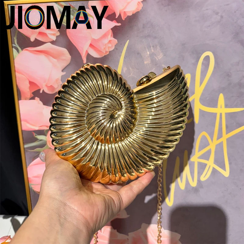 JIOMAY Personalized Fashion Conch Acrylic Bag Luxury Designer Handbags High Quality 2024 Exquisite Gold Purse Portable Shell Bag