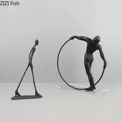Metal Cast Iron Acrobatics Characters Statue Desk Decoration Slenderness Figures Sculpture Abstract Artwork Crafts Ornaments