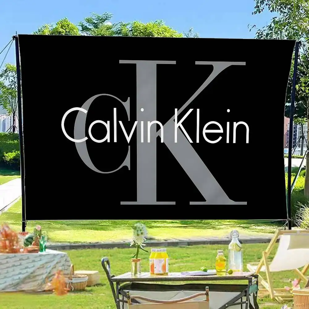 Banner de Decoração de Interiores para Estúdio Residencial com Logotipo Retrô da Marca de Moda C-Calvin K-Klein e Bandeiras de Múltiplas Opções
