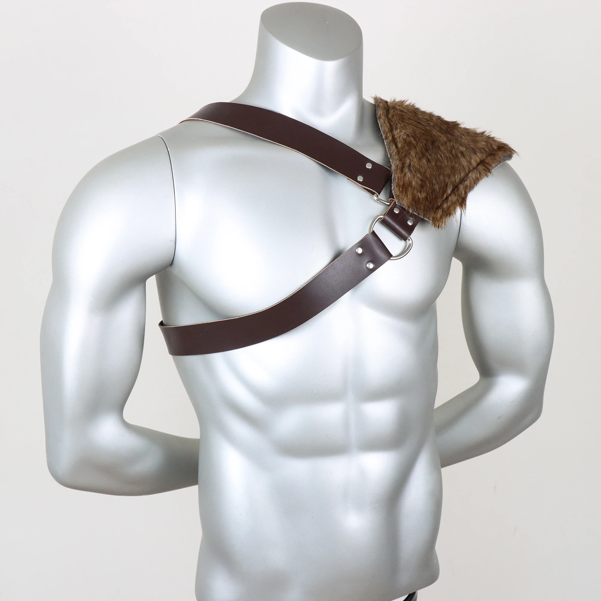 Średniowieczny rycerz do odgrywania ról Fantasy podwójnie szeroki Faux skórzana nerka Viking renesansowy pancerz na ramię kostium pirata akcesoria