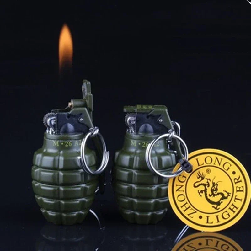 Creative Military Small Model Smoke Bomb Lighter Small Grenade Grinding Wheel Open Flame Cigarette Lighter Cigarette Accessories