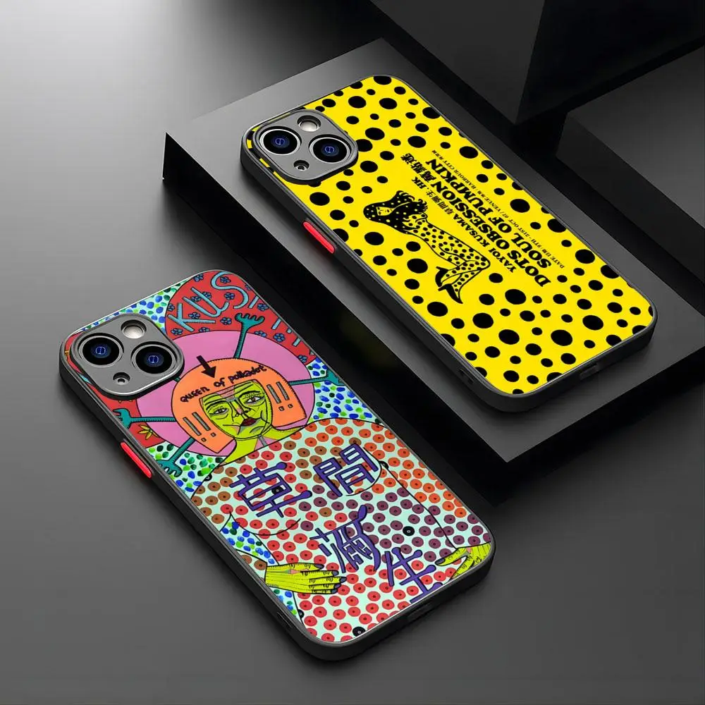 Pumpkin Yayoi Kusama Phone Case For IPhone 16 15 14 Smart Wireless Charging 12 13 11 Pro Max XR XS Max Mini X 7 8 Plus Matte Sh