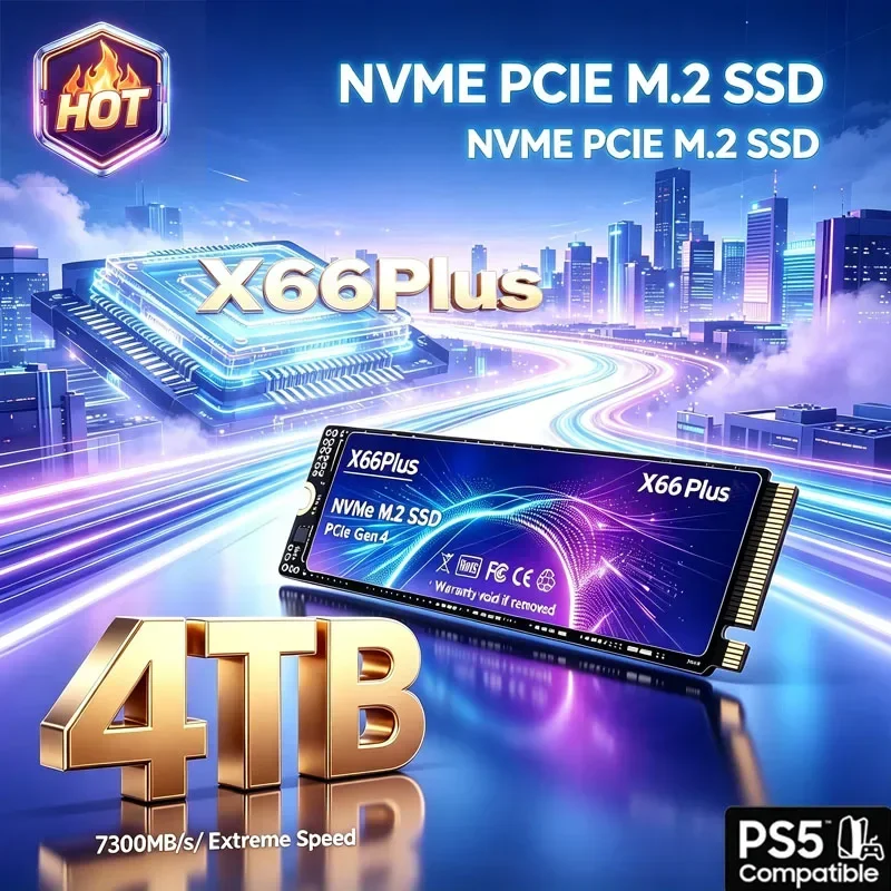 2026 New M.2 X66Plus NVMe SSD PCIe Gen4 High Performance Internal Drive 500GB 2TB 4TB Storage Upgrade For PS5 Desktop Laptop