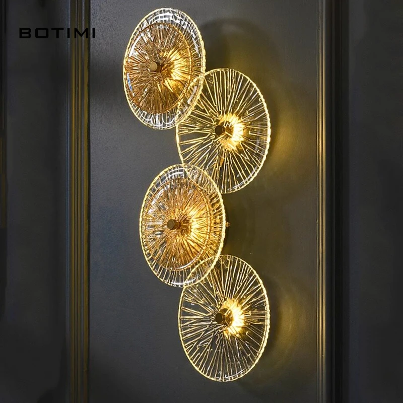 BOTIMI Modern Glass LED Wall Lamp For Bedroom Art DECOR Beside Wall Sconce Home Decorative Clear Lighting Fitting