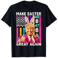 Trump Make Easter Great Again 45 47 Bunny Hunt Eggs Rabbit T-Shirt Funny Men's Fashion Husband Gift Graphic Saying Tee Y2k Tops