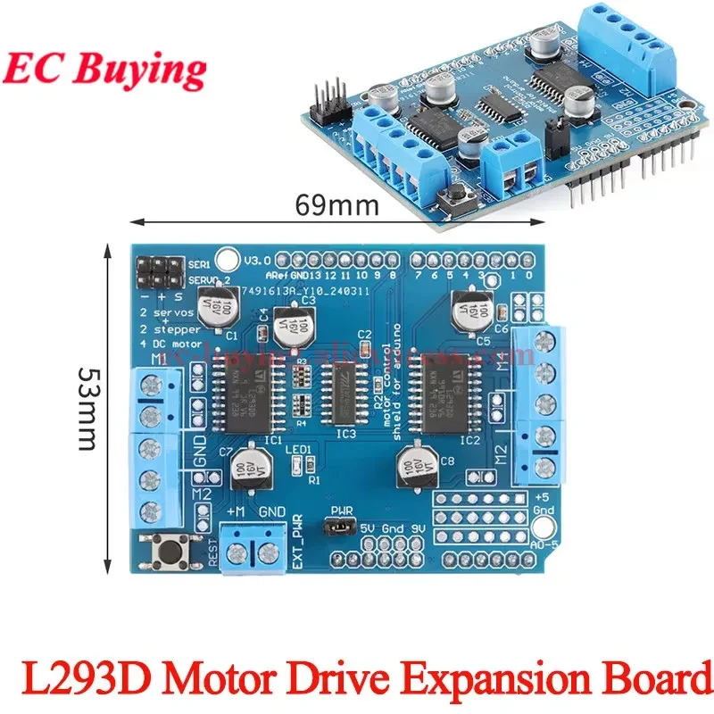 L293D Motor Driver Control Shield Module 4-Channel Stepper DC Motor Drive Expansion Board for Arduino ESP8266 R3 Mega2560