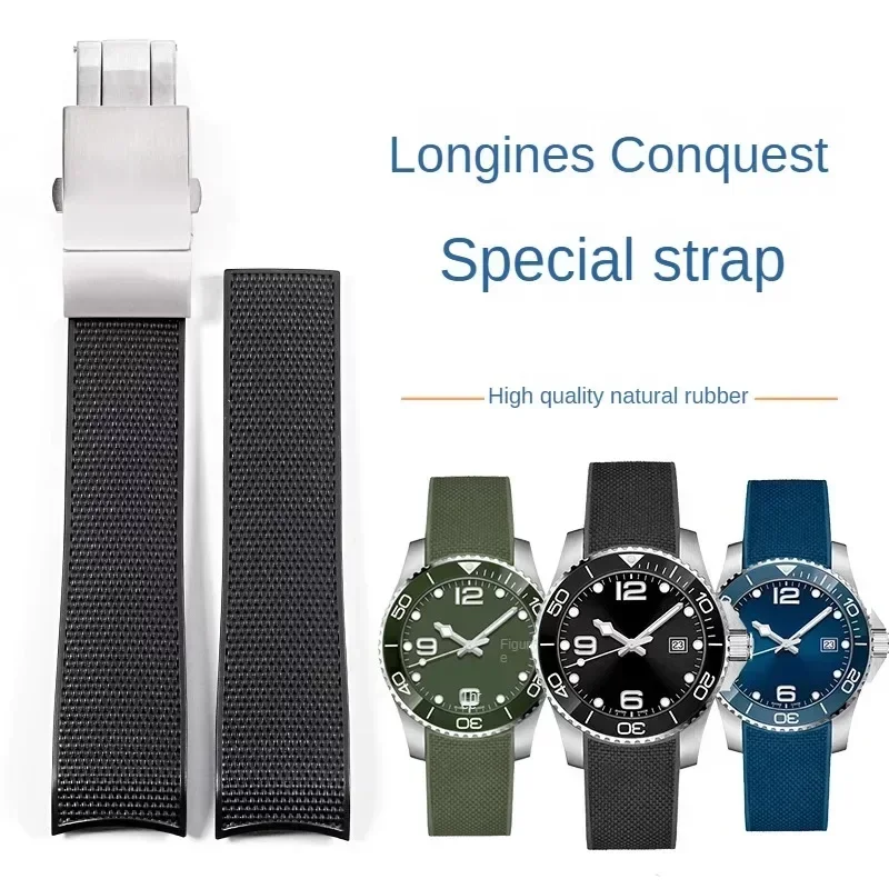 For Longines Conquest Replace Silicone Men\'s 21mm New Diving Sports Watch Strap L3.781/782/742 High Quality Rubber Watchband