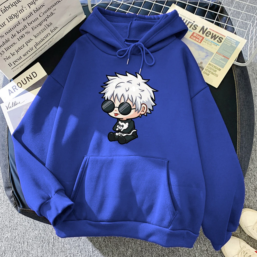 Anime Jujutsu Kaisen Satoru Gojo Cute Cartoon Graphic Printed Hooded Plus Size Hoodie Men Women Sweatshirts Unisex Streetwear