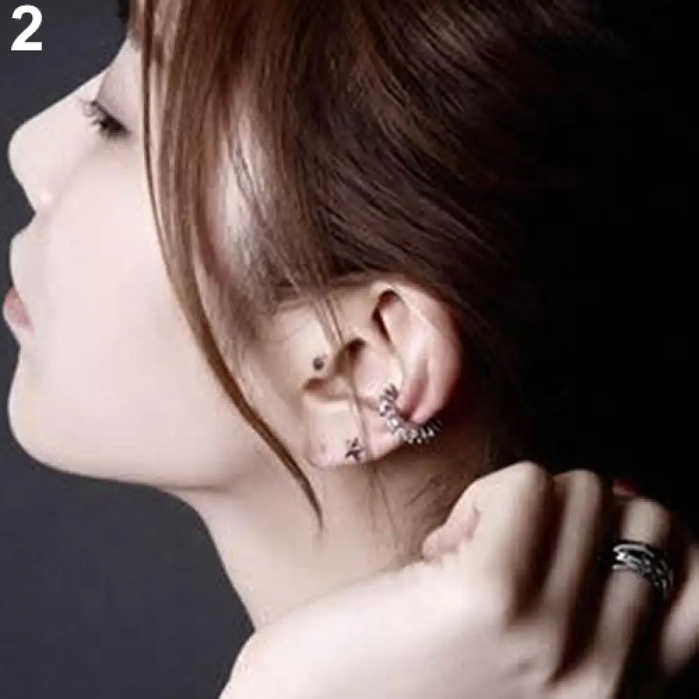 1Pc Stainless Steel Minimal Hoop Earrings Rhinestone Helix Tragus Cartilage Earrings Piercing Jewelry Ear Cuff Ear Clip Ear Stud