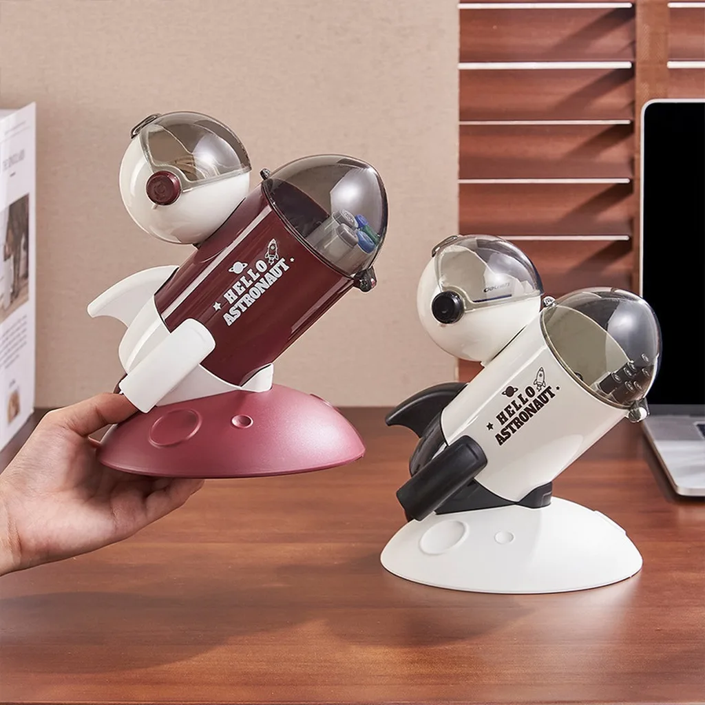 Desk Pen Holder Astronaut Shaped Astronaut Pen Holder Stationery Storage Box Double Layer Multifunctional Storage Box For Small
