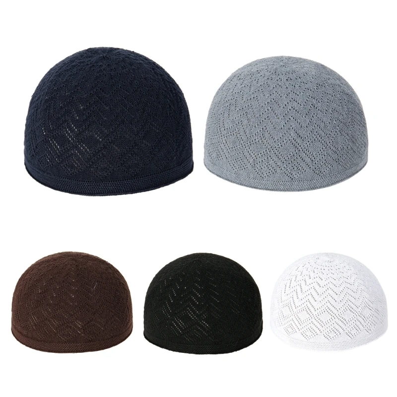 Breathable Knit Kufi for Arab Male Inner Hat Traditional Islamic Pray Hat Muslin M6CD